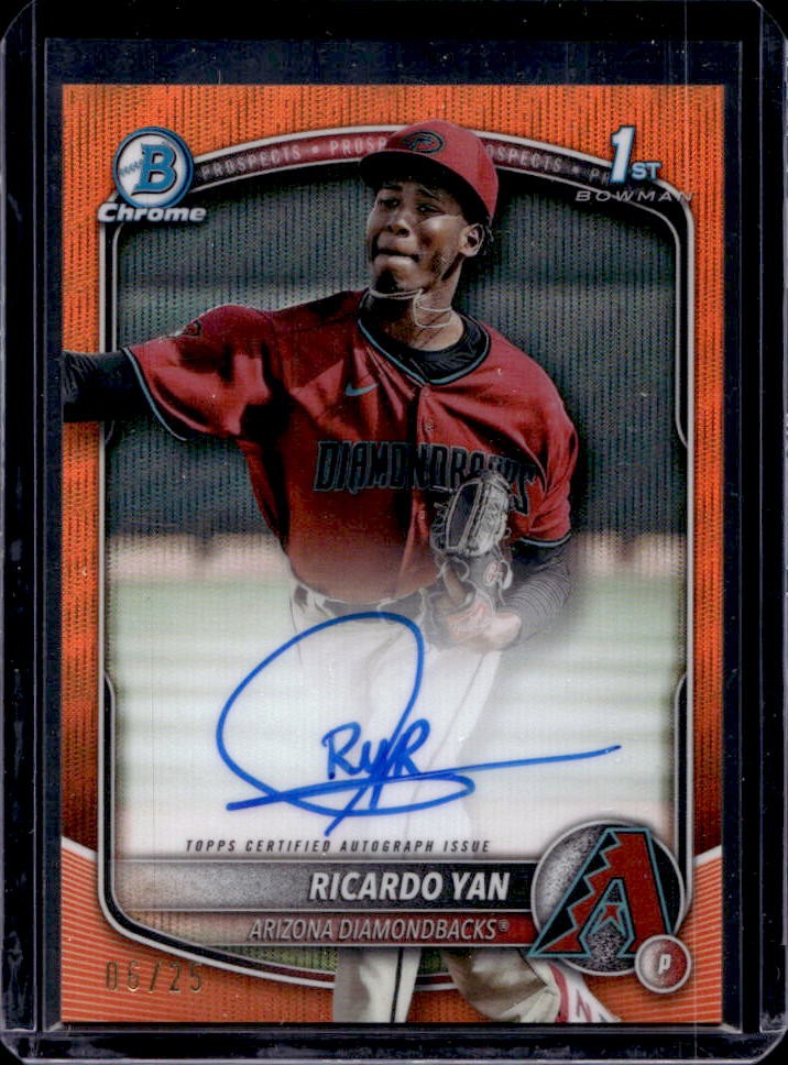 2025 Bowman Ricardo Yan Chrome Auto Orange Wave Refractor 1st #6/25