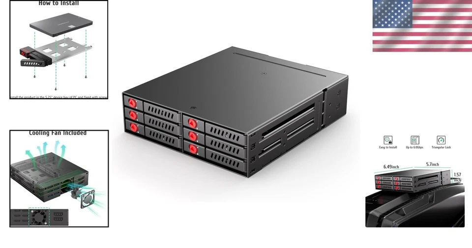 Compact 6-Bay Hard Drive Dock for 5.25" Enclosure - Maximize Storage Efficiency - Image 2 of 4