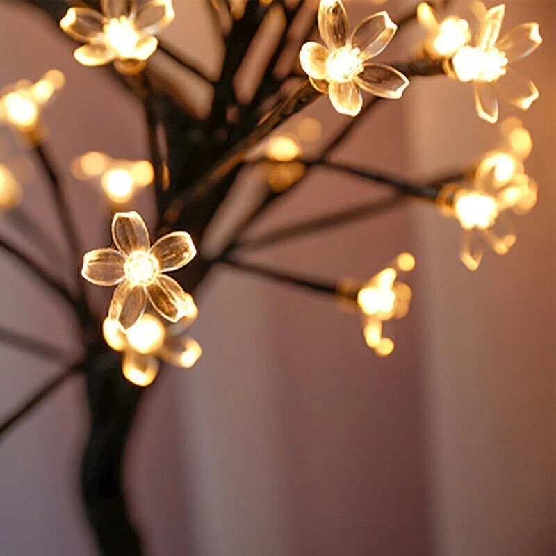 Artificial LED Cherry Tree Light Tabletop Office Home Lamp Deco Night Light Gift - Image 4 of 4