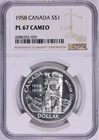 1958 CANADA SILVER 1 DOLLAR TOTEM POLE NGC PL 67 CAMEO FINEST KNOWN