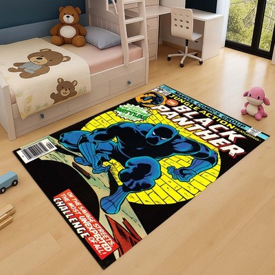 Black Panther Rug, Superhero Carpet, Comic Book Design, Black Panther Decor,Kids
