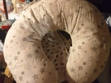 Nursing Pillow Breast feeding Support 4 in 1 Pillow - White Stars on Grey