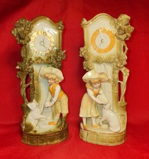 2 Anciens Vase BISCUITS BARBOTINES Décor Enfants & Chats 20cm