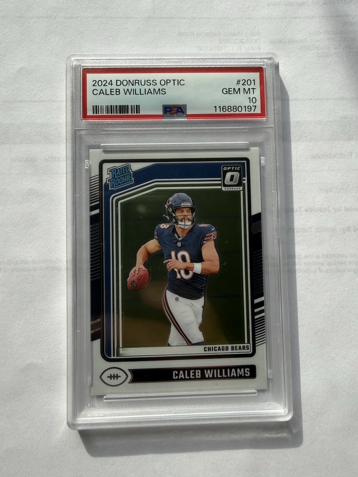 2024 Panini Donruss Optic Caleb Williams #201 Rookie Football PSA 10
