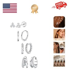 Small Hoop Earrings for Women - Hypoallergenic 14K Gold Plated Surgical Steel...