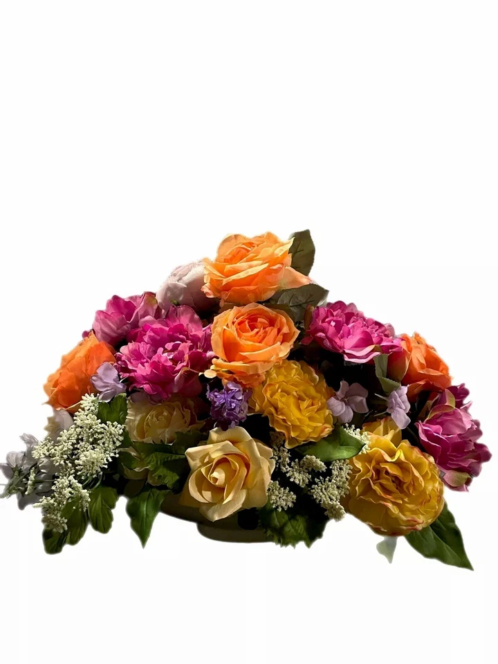 Arreglo Floral Primavera Peonía Rosa Hortensia Mezcla Floral Blanco Ovalado Maceta Foto 2 de 4