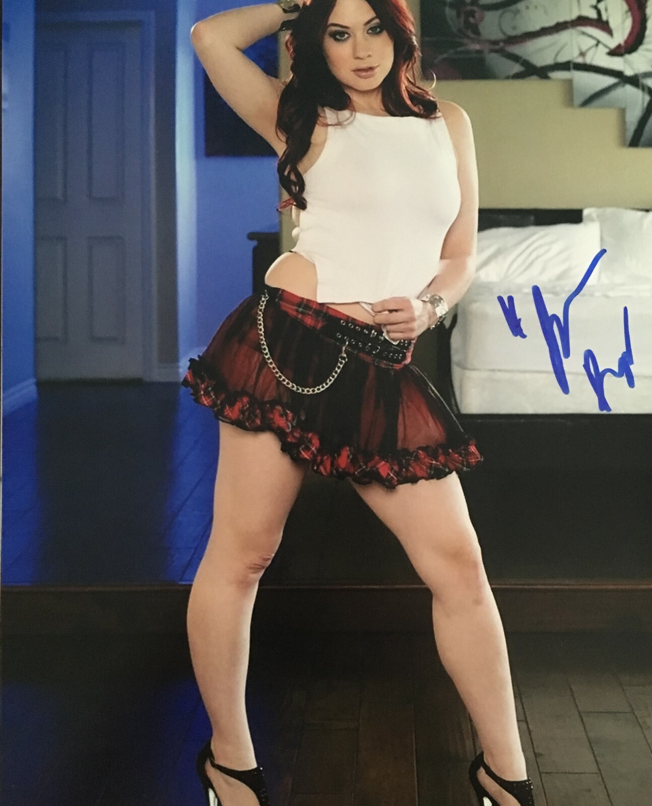 Jessica Ryan In A Sexy Skirt Signed 8x10 Photo Adult Model Coa Proof E7