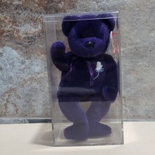 Ty Beanie Babies Princess Diana Tribute Bear Plush 1997 Display Case