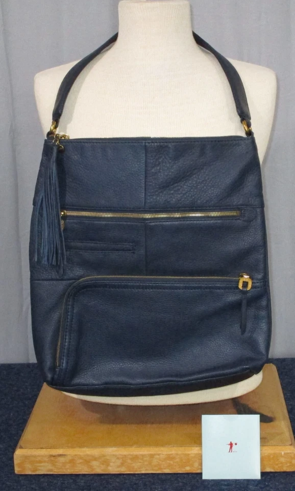 Hobo NWOT Sapphire Blue Pebbled Leather Purse Multiple Pockets
