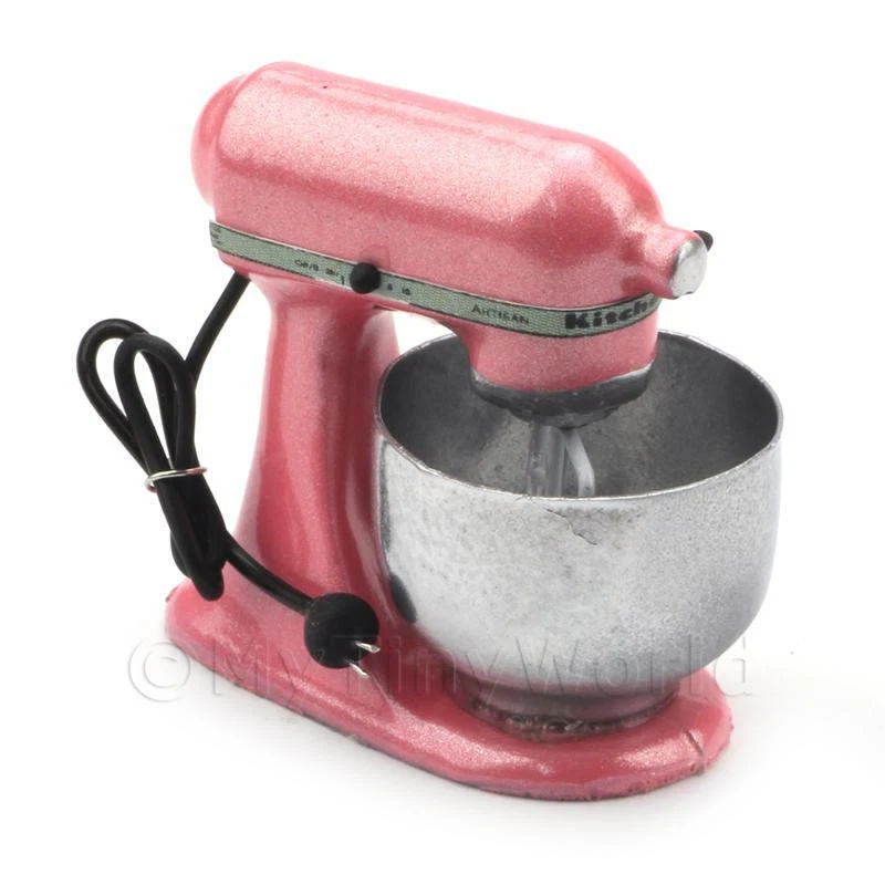 MYTINYWORLD Pink Dolls House Miniature Old Style Batter / Dough Mixer