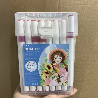 Ohuhu Marker 64 Farben, Wasserbasis Dual Tip Farbstifte für Anime und Mang