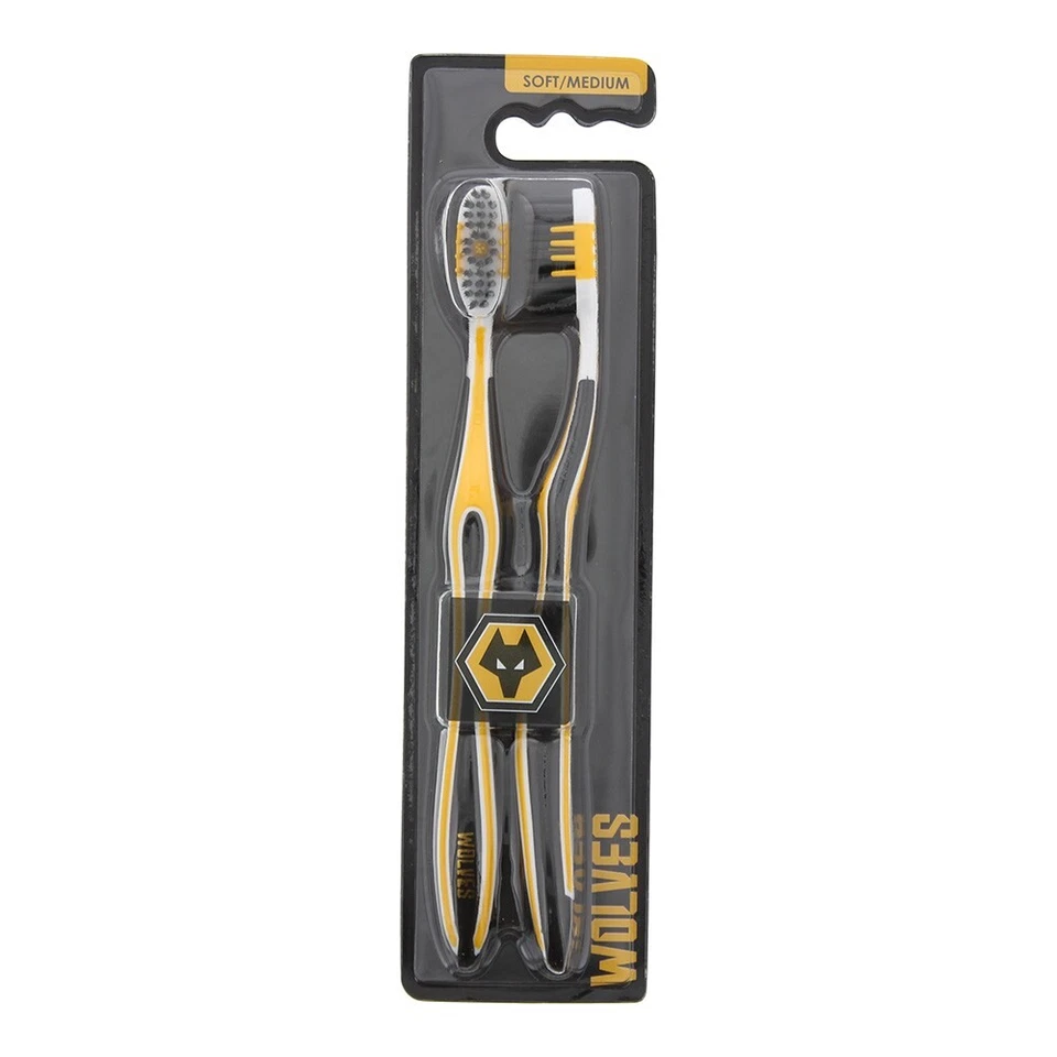 EPL Wolves FC Adult Medium Toothbrush - Pack of 2