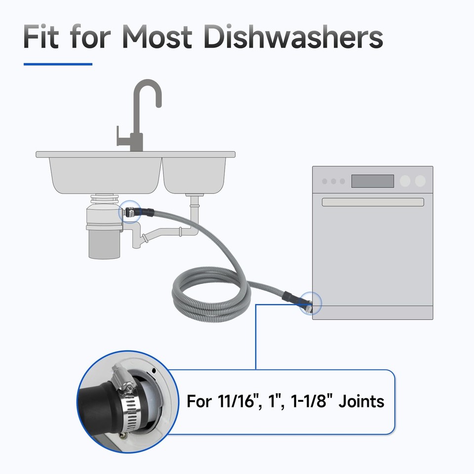 10 FT Dishwasher Drain Hose, Corrugated and Flexible Dishwasher Hose