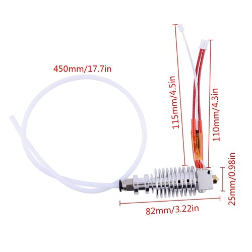2 - 4x V5 J-head Hot End 0.4mm / 1.75mm für Anycubic I3 Mega 3D Drucker Extruder - Afbeelding 6 van 13