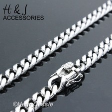 24"MEN Stainless Steel 7x3mm Silver Miami Cuban Curb Link Chain Necklace