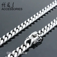 24"MEN Stainless Steel 7x3mm Silver Miami Cuban Curb Link Chain Necklace