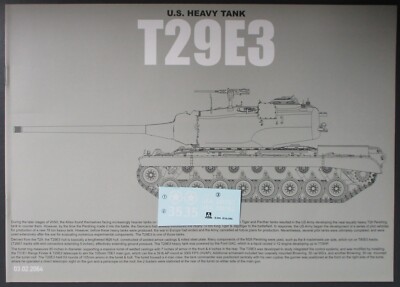 Takom 1/35th Scale US T29E3 - Decals from Kit No. 2064