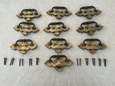 Lot of 10 Reclaimed Vintage Brass Chippendale Drawer Pull 4.25” centers