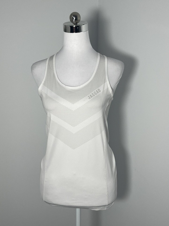 Jaggad White Activewear Workout Racer Back Tank Top Size S