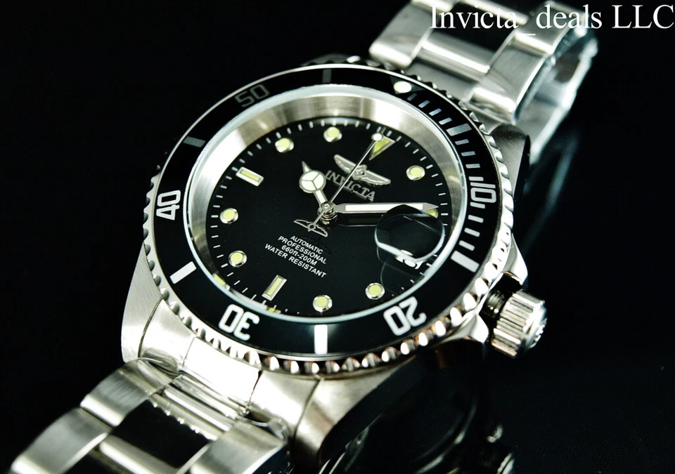 Invicta Herren 40mm Pro Diver Automatik NH35A SCHWARZES ZIFFERBLATT Silber Uhr - Bild 4 von 4