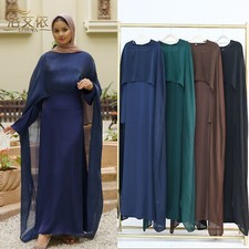 Muslim Women Cape Abaya With Maxi Dress Kaftan Turkey Ramadan Dubai Arab Gown