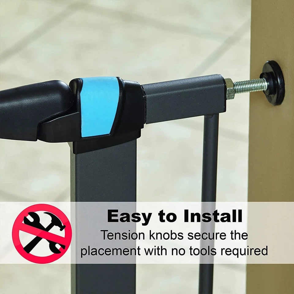 Puerta temporal para mascotas de grafito de 39 pulgadas con tiras de seguridad que brillan en la oscuridad Foto 4 de 4