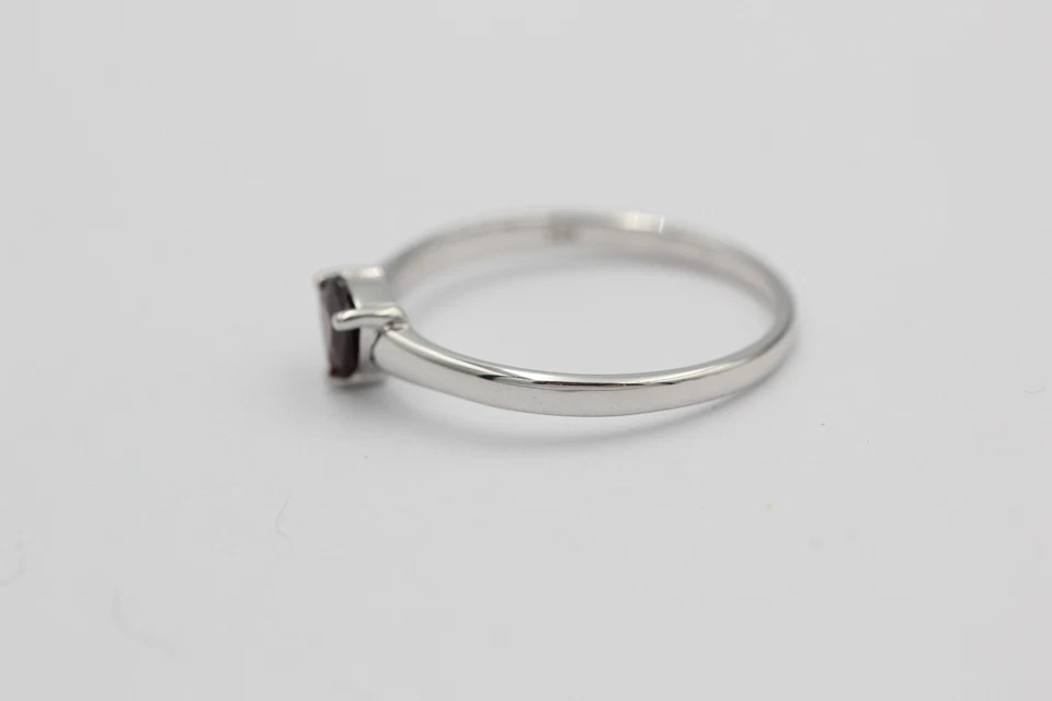 Nobile 1;15 Carati Granato Anello 925 Argento Anello Misura 7/17/54 Rosso Sangue - Immagine 3 di 4