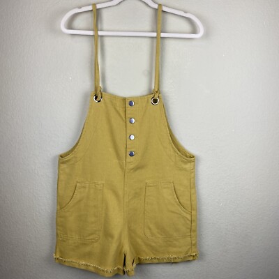 Blue Blush Mustard Denim Overall Shorts Size M