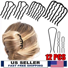 12x Hair Side Combs Hair Fork Clips Pins French Twist Updo U-Shape Teeth Styling