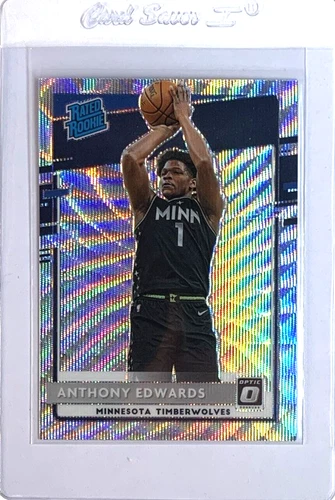 2020 DONRUSS OPTIC SILVER WAVE PRIZM #151 ANTHONY EDWARDS ROOKIE—WELL CENTERED