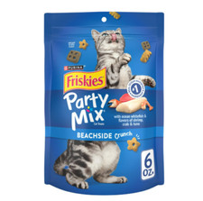 Purina Friskies Fiesta Mezcla Crujido junto a la playa, golosinas para gatos, camarones, cangrejos y atún