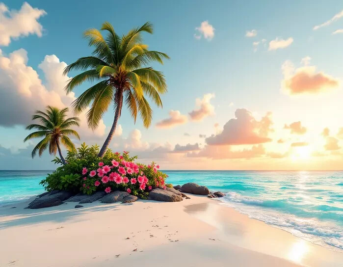 Palm tree/seascape/ジョン バルデッサリ/額装ポスター Palm Ocean