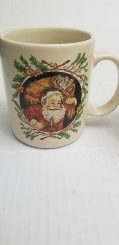 Santa Claus Hallmark Merry Christmas Glass Coffee Mug Cup set of 2 - Picture 2 of 5