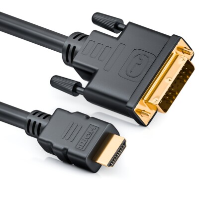 deleyCON 3m HDMI zu DVI Kabel DVI-D DVI-I 1080p HDTV Beamer Laptop TV Schwarz