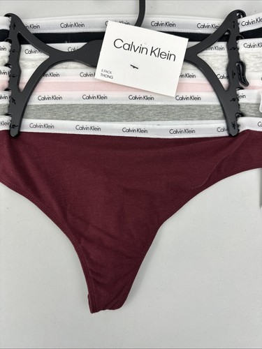 Damen Calvin Klein Tanga 5er Pack M Unifarben - Rot Grau Pink Grau & Schwarz - Bild 4 von 13