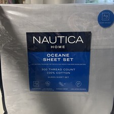 NAUTICA Oceane Solid Wellness Sheet Set, Queen, Blue, NWT