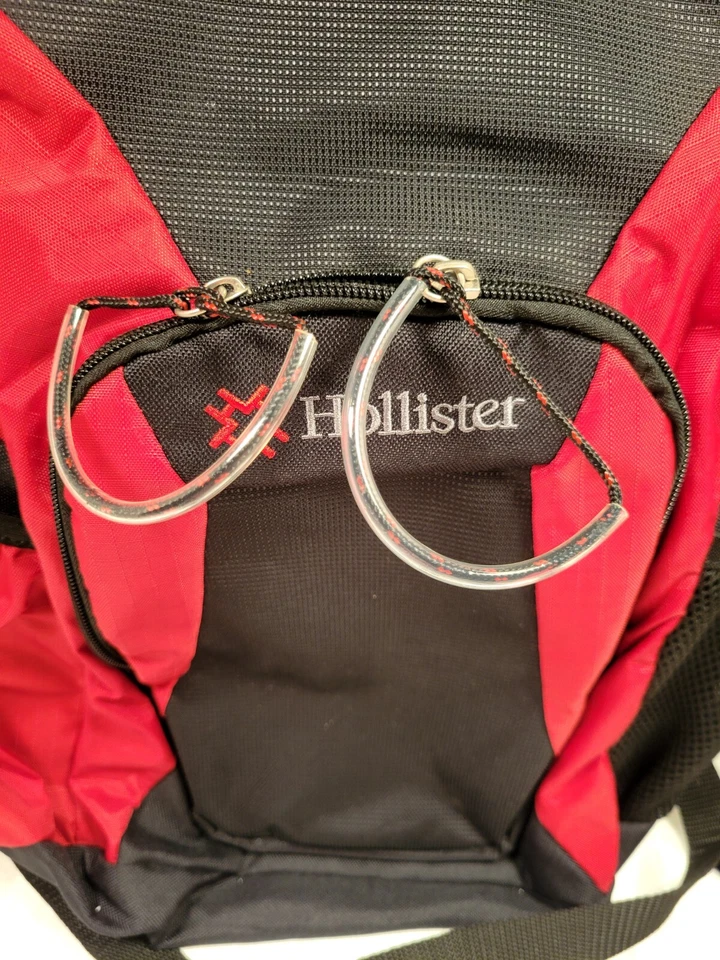 Hollister California Backpack Book Bag Carry On Red Black Excellent - Image 4 of 4