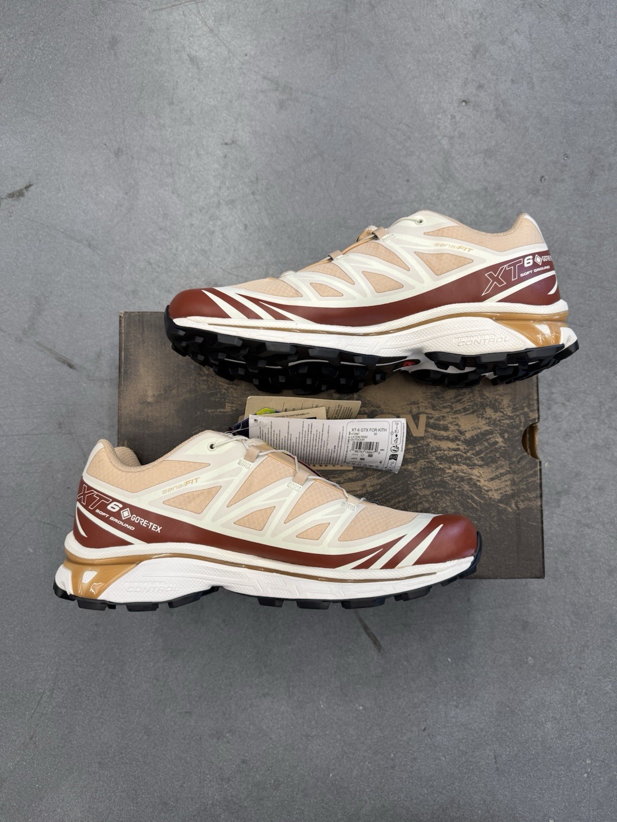 2022 Salomon XT 6 GORE TEX Kith Ronnie Fieg Hennè Bruciato Nocciola 472067 Taglia 10