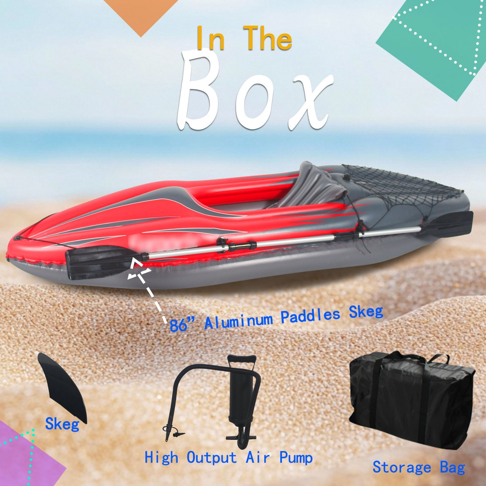 Inflatable Kayak for Adults 1 Person Touring Kayak with Oars and Pump Blue/Red