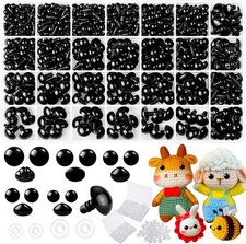 1000 Pcs 6-14mm Safety Eyes and Noses for Crocheting, Black Plastic Safety Eyes
