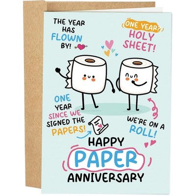 Funny 1st Anniversary Card for Him Her, Cute Anniversary Card for Couple Spou...