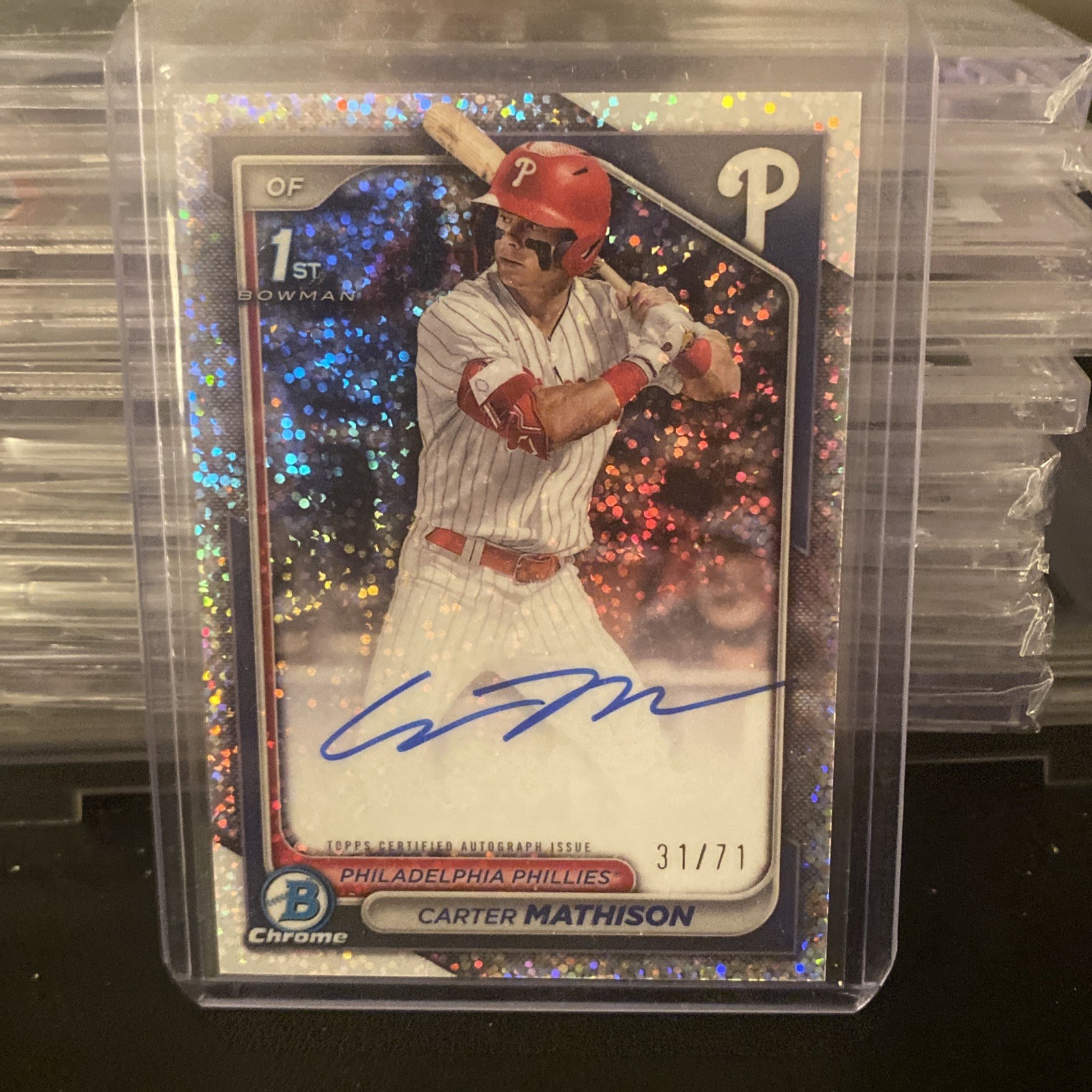 2024 Bowman Draft Chrome #CPA-CMA Carter Mathison 1st Sparkle Refractor Auto /71