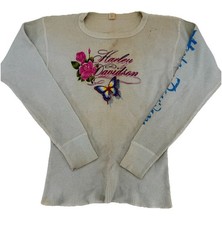 Vintage 70s Harley Davidson Thermal Base Layer Waffle Long Sleeve Shirt Sz Large