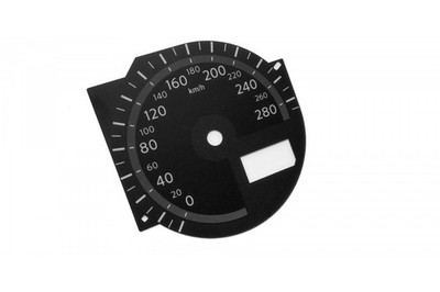 Nissan 370z - Replacement tacho dial - converted from MPH to Km/h BLACK Dial Con