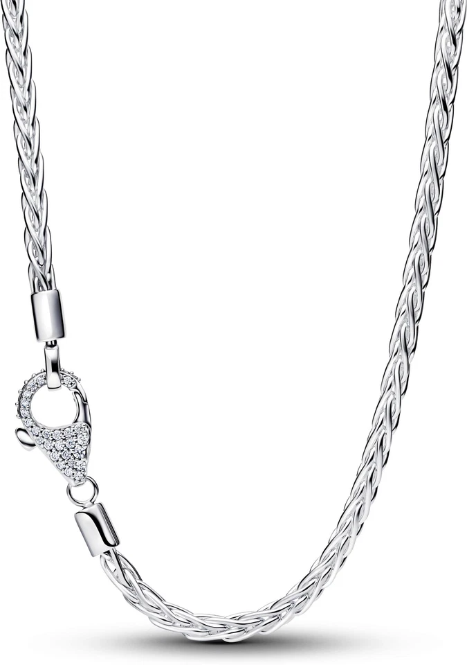 Pandora Pavé Clasp Foxtail Chain Charm Necklace 394463C01 Damenhalskette - Bild 1 von 1