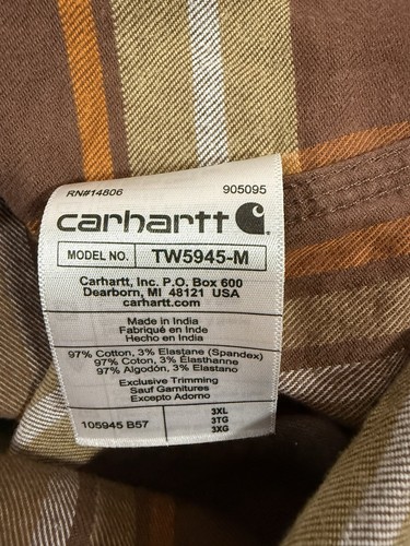 Men’s Carhartt Flannel Shirt Size 3XL Relaxed Fit Multicolor - Picture 7 of 9