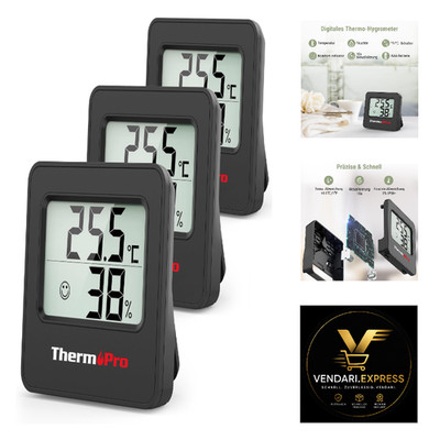 ThermoPro Hygrometer 3er Set Präzise 0 5  Innenraumtherm
