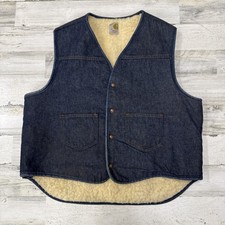 Vintage 70s Carhartt Denim Vest Mens XL Sherpa Lined Made in USA Western Rare
