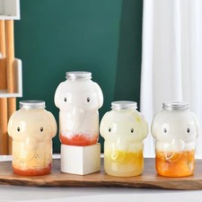 1Pc 350/500ML Cute Elephant Plastic Bottle Clear Milk Tea Bottle Water Bottle