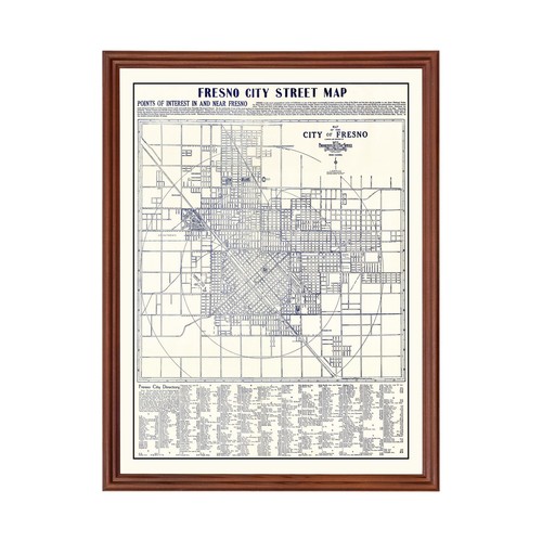 Old Map of Fresno, CA 1925 - Vintage Fresno California Art - Picture 1 of 29